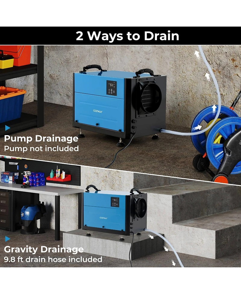 Costway 124 Pint Crawl Space Dehumidifier Commercial with 3 Modes & 24H Timer 1300 Square. feet Coverage Area