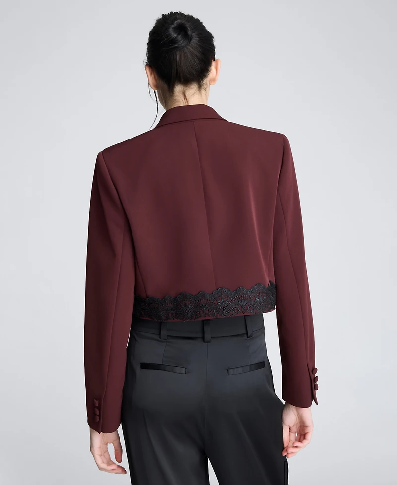 Kenneth Cole Women's Open Front Fitted Cropped Jacket