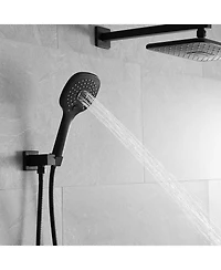 Greenspring Single-Handle 2-Spray of Rain Shower Head System Faucet and Handheld Kit Matte Black (Valve Included)