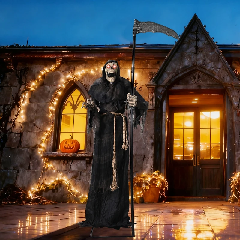 Yescom 6Ft Halloween Grim Reaper Life Size Animated Skull Motion Activated Ac 100V-240V 2025 Party Decor