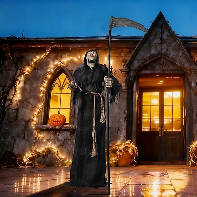 Yescom 6Ft Halloween Grim Reaper Life Size Animated Skull Motion Activated Ac 100V-240V 2025 Party Decor