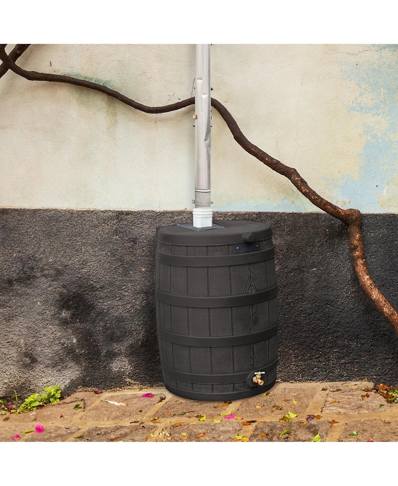 Good Ideas Rain Wizard 50 Gallon Plastic Rain Barrel Water Collector, Black