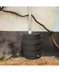 Good Ideas Rain Wizard 50 Gallon Plastic Rain Barrel Water Collector, Black