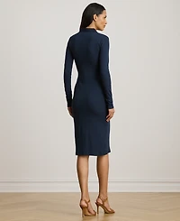 Lauren Ralph Petite Rib-Knit Cotton-Blend Polo Dress