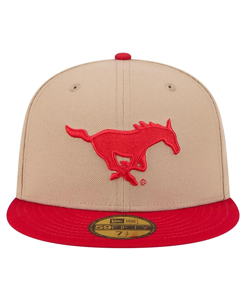 New Era Men's Khaki Smu Mustangs Two-Tone 59FIFTY Fitted Hat