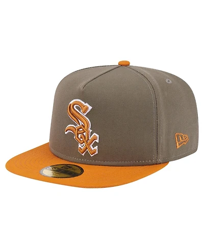 New Era Men's Olive/Orange Chicago White Sox Two-Tone Color Pack A-Frame 59FIFTY Fitted Hat