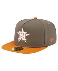 New Era Men's Olive/Orange Houston Astros Two-Tone Color Pack A-Frame 59FIFTY Fitted Hat