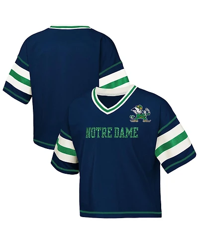 Outerstuff Big Girls Navy Notre Dame Fighting Irish Gridiron Jersey V-Neck T-Shirt
