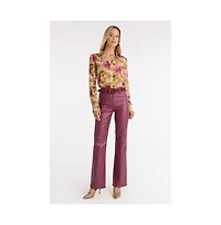 The Noli Shop Womens Ana Button Up Shirt - Floral Print