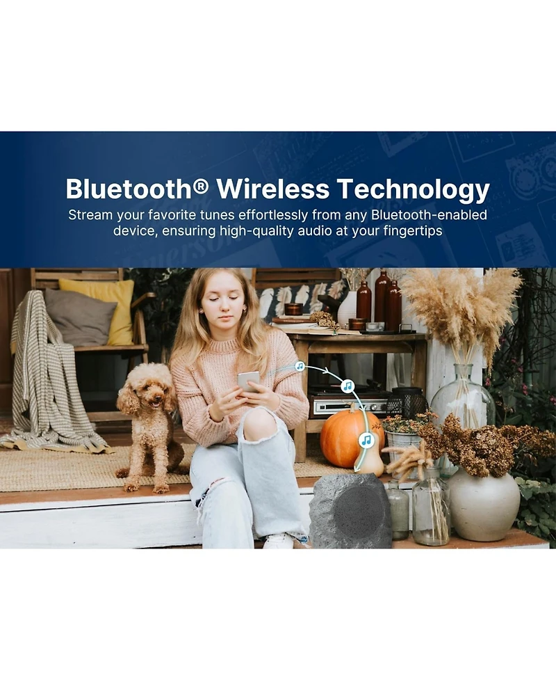 Emerson Ers-1001 Bluetooth Waterproof Outdoor Rock Speaker with Solar Charging