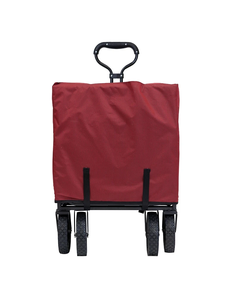 Mac Sports Collapsible Folding Outdoor Garden Utility Wagon w/ Table, Maroon