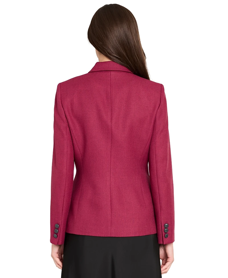 Tahari Asl Women's Herringbone Peak Lapel Blazer