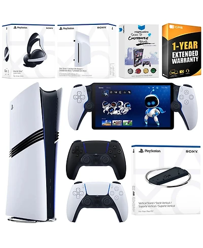 Sony PS5 Pro Digital Bundle: Disc Drive, Stand, Extra Controller, Pulse Elite Headset, Portal, Skins Voucher.