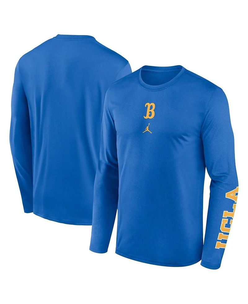 Jordan Men's Blue Ucla Bruins Primetime Two-Hit Legend Dri-fit Long Sleeve T-Shirt