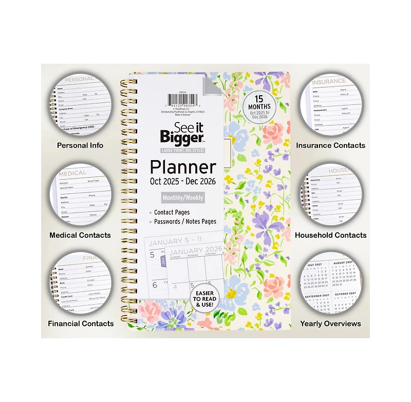 See It Bigger Medium 15 Monthly Weekly Planner