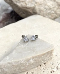 Adornia Silver Cz Heart Halo Stud Earrings