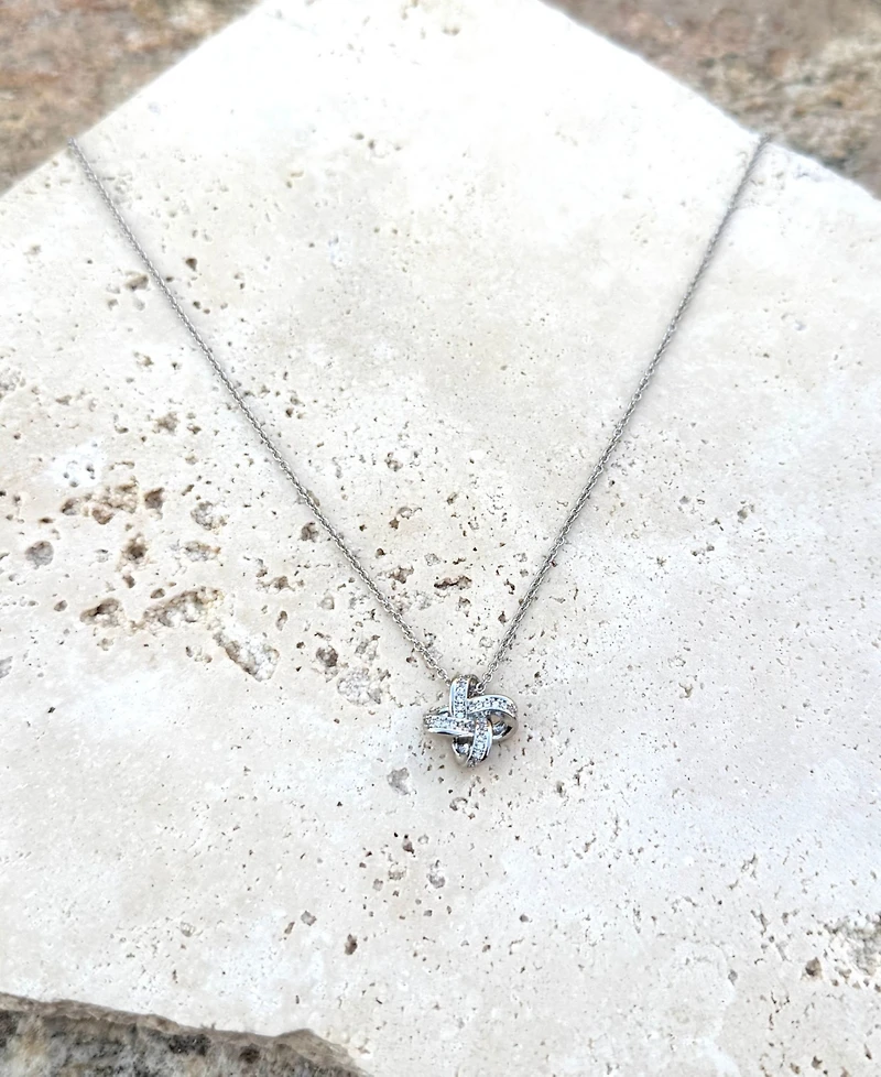 Adornia Silver Cz Braided Knot Necklace