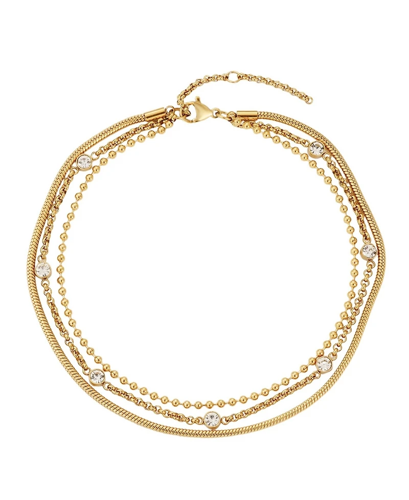 Adornia Tarnish Resistant Gold Triple Layered Anklet
