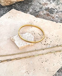 Adornia Tarnish Resistant Gold Cuff and Chain Bracelet Set