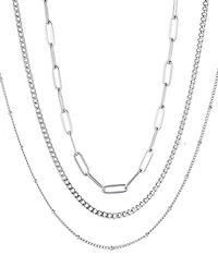 Adornia Tarnish Resistant Silver Chain Necklace Set