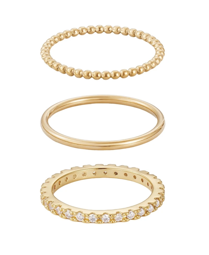 Adornia Gold Cz 3-Band Eternity Band Set