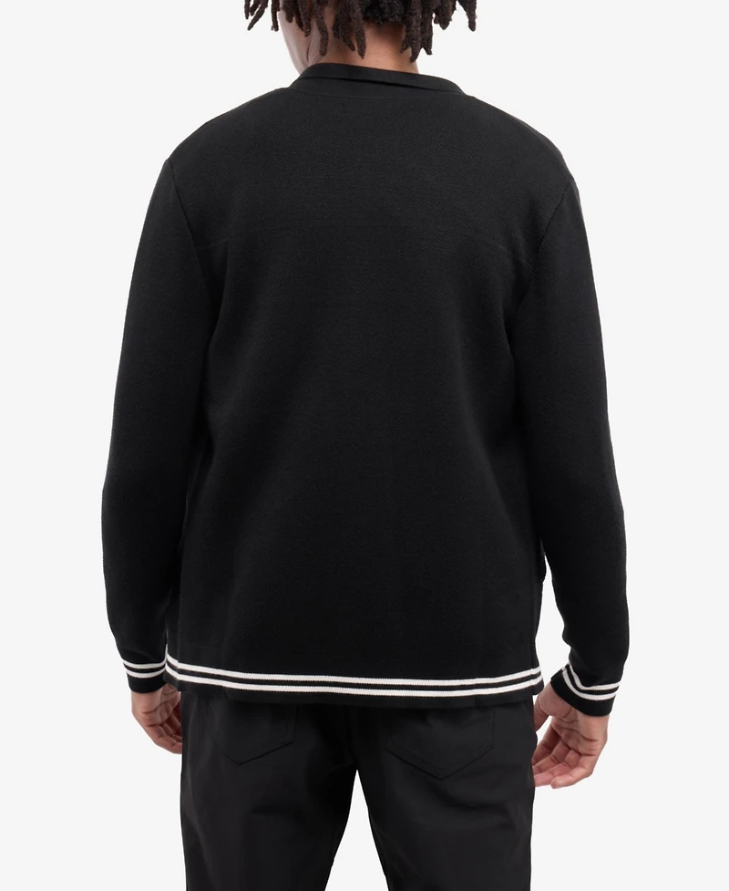Spring + Mercer Men's Long Sleeve Sweater And Full Buttoned With Rib