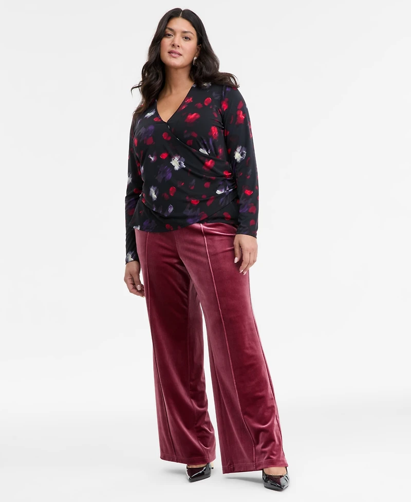 I.n.c. International Concepts Plus Size Printed Surplice-Neck Top, Macy's Exclusive