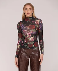 Avec Les Filles Women's Mock Neck Long Sleeve Top
