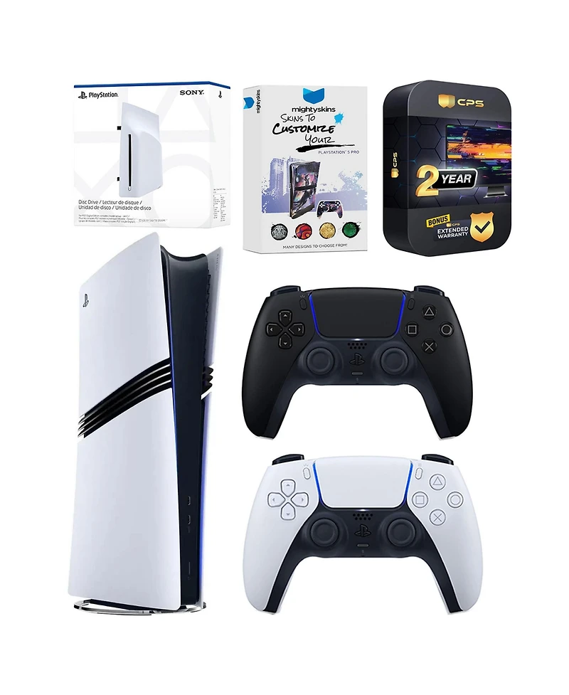 Sony PlayStation 5 Pro Digital Bundle with Disc Drive, Extra Controller, MightySkins Voucher and 2 Year Extended Warranty - Volcanic Red