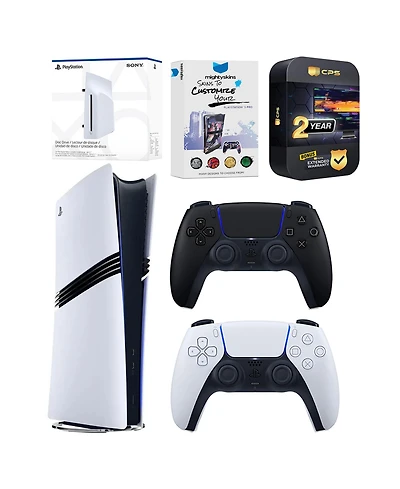 Sony PlayStation 5 Pro Digital Bundle with Disc Drive, Extra Controller, MightySkins Voucher and 2 Year Extended Warranty - Volcanic Red