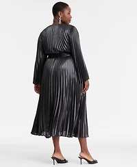 I.n.c. International Concepts Plus Foil-Print Pleated Maxi Dress, Macy's Exclusive