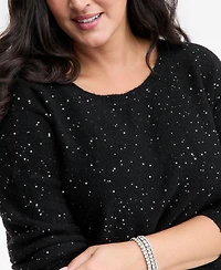 I.n.c. International Concepts Plus Roving Sequin Boat-Neck Tunic Sweater, Macy's Exclusive