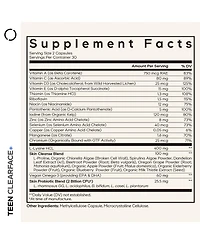 Codeage Teen Clearface Adolescent Face, Skin & Pimples, Vitamins A, C, D3, E, Pantothenic Acid, Niacin, Zinc Supplement Teenagers, Probiotics, L-Lysin