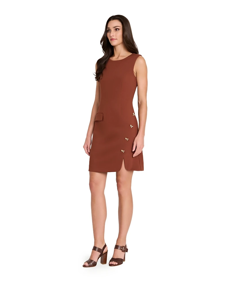 Tahari Asl Women's Sleeveless Bow Detail Dress