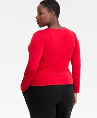 I.n.c. International Concepts Plus Twist-Keyhole Ruched-Front Top, Macy's Exclusive