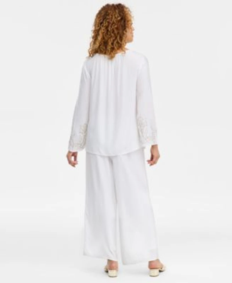 Jm Collection Womens Embroidered Blouse Pants Macys Exclusive