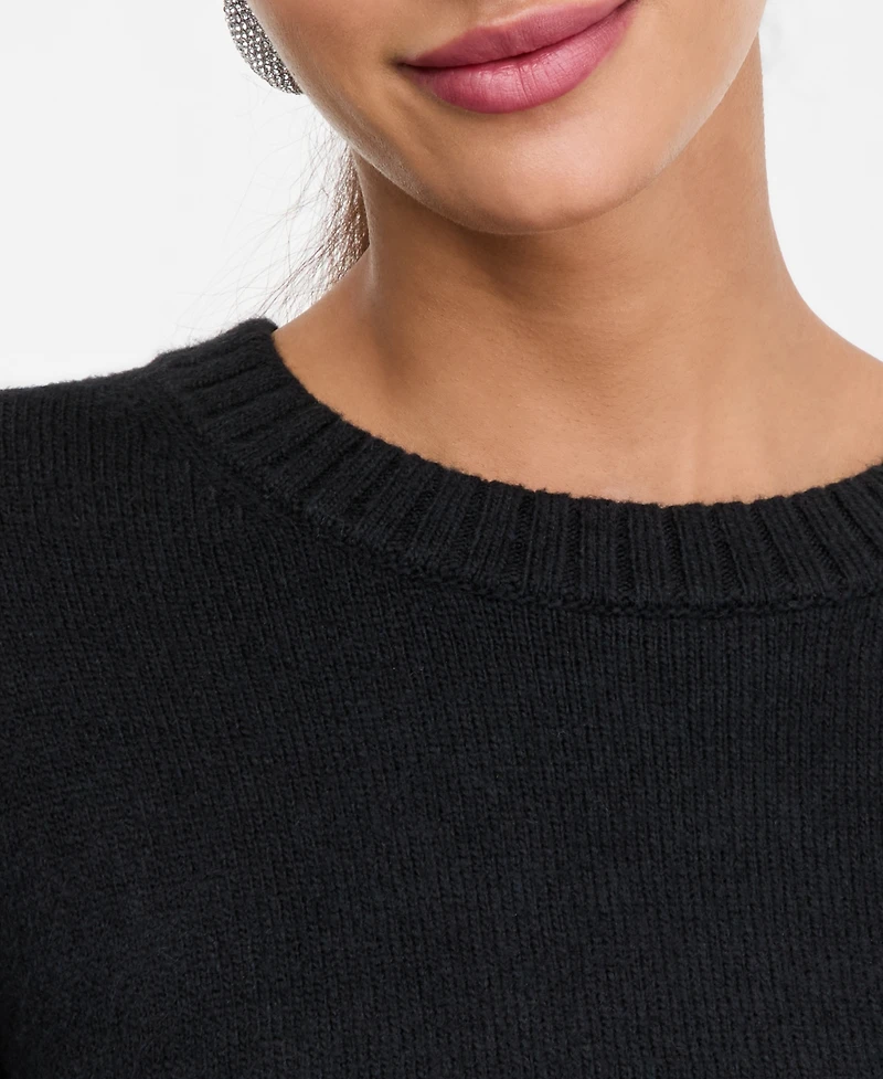 I.n.c. International Concepts Women's Ribbed-Trim Crewneck Pullover Sweater, Macy's Exclusive