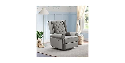 Westwood Design Amelia Traditional Fabric Usb Glider and Recliner in Charcoal