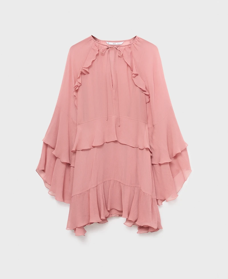 Mango Women's Ruffled Sleeves Flared Dress