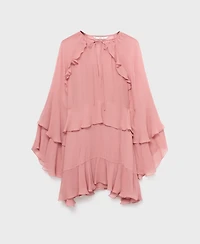 Mango Women's Ruffled Sleeves Flared Dress