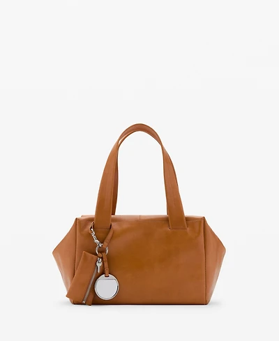 Mango Women's Charms Detail Medium Leather Shoulder Bag