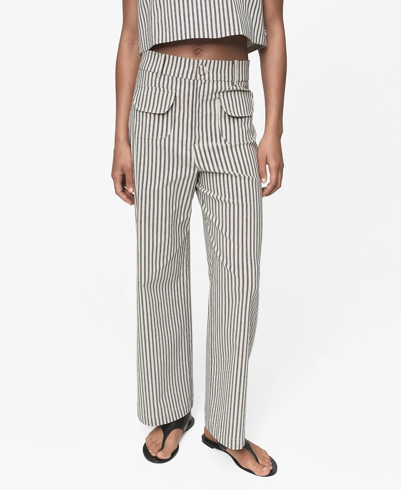 Mango Women's Pockets Striped Pants