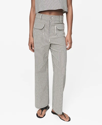 Mango Women's Pockets Striped Pants