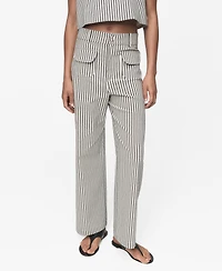 Mango Women's Pockets Striped Pants