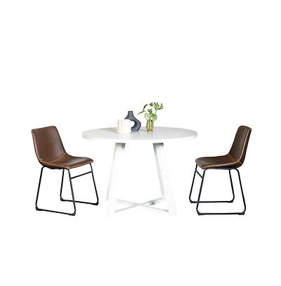 Roundhill Furniture Varna -Pc Round Dining Set, Trestle Dining Table with Chairs