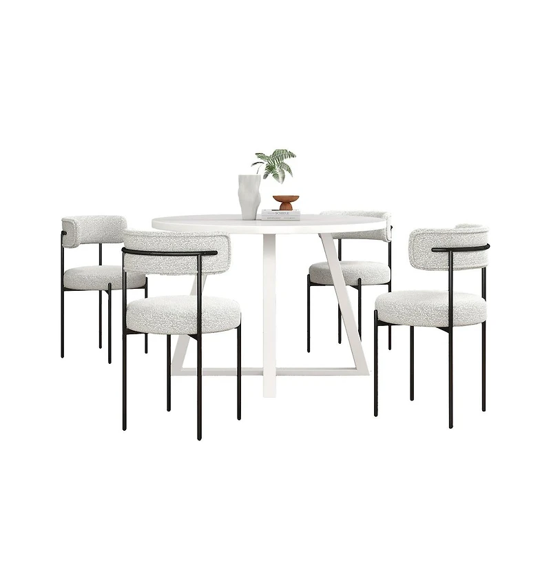 Roundhill Furniture Durban 5-Pc Round Dining Set