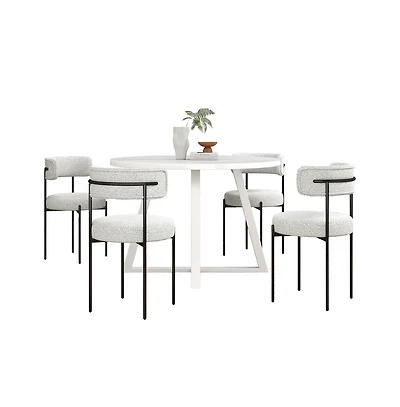 Roundhill Furniture Durban 5-Pc Round Dining Set