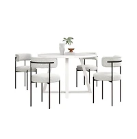 Roundhill Furniture Durban 5-Pc Round Dining Set