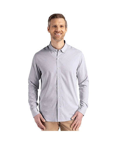 Cutter & Buck Men's Skyline Epic Confidence Recycled Pinstripe Long Sleeve Dress Shirt