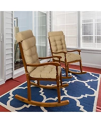Aoodor Tufted Rocking Chair Cushion, High Back Cushion with Waterproof and Fade-Resistant, Set of 2